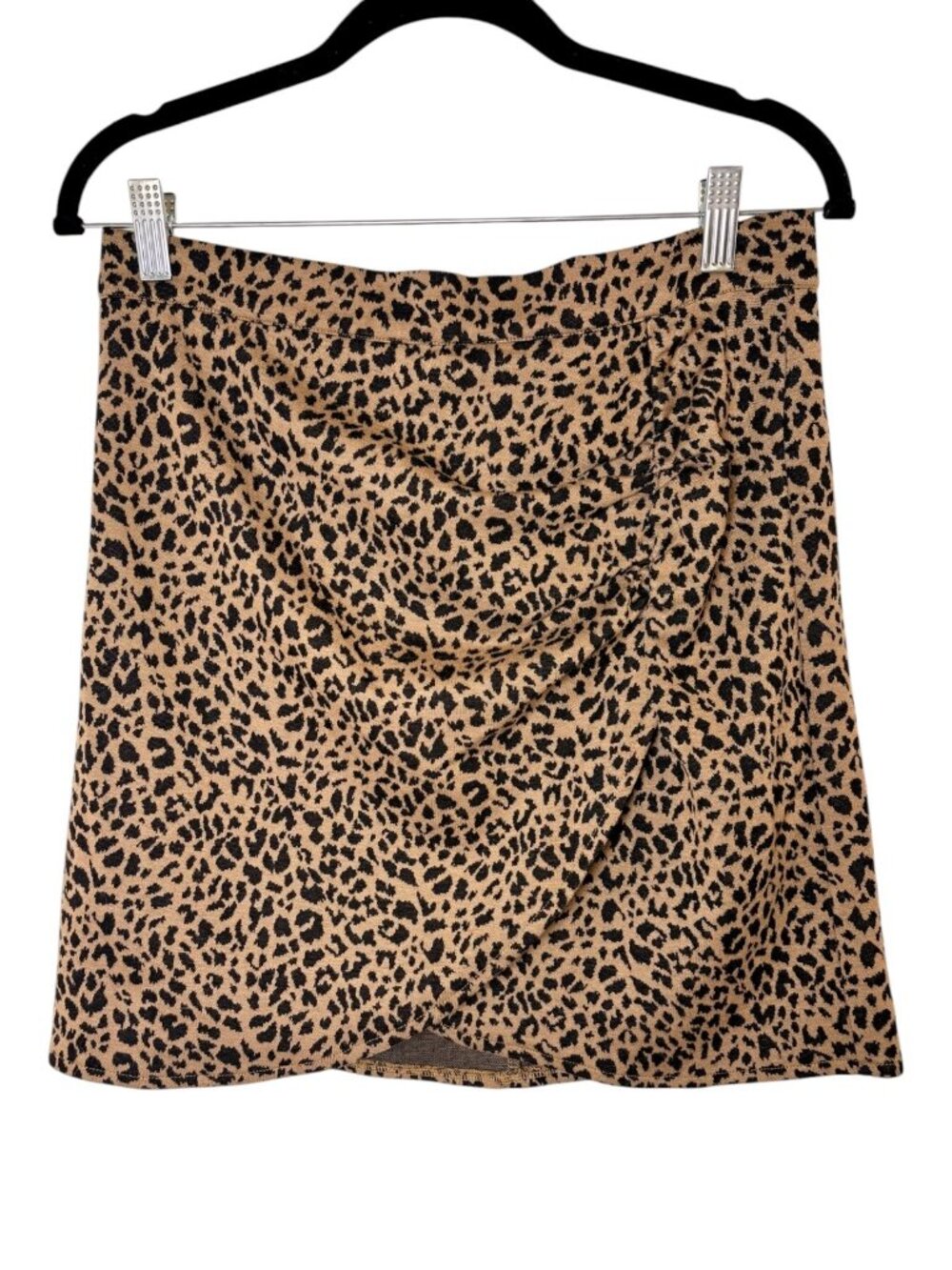 Altar'd State Brown Black Leopard Print Wrap Front Mini Skirt Large